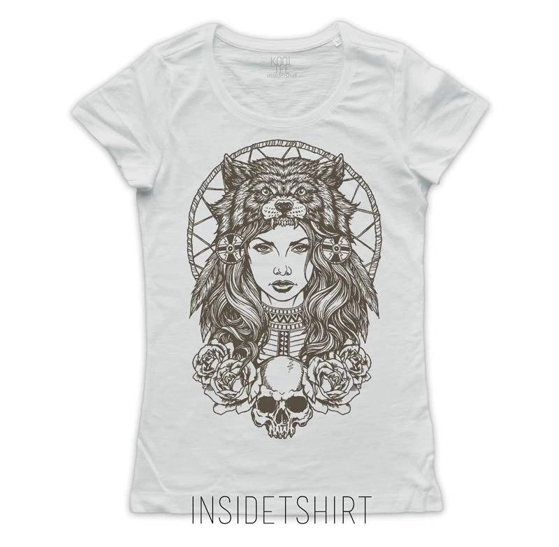 

NATIVE SPIRIT TATTOO T-SHIRT jersey women native tattoo wolf T-SHIRT GIRL S