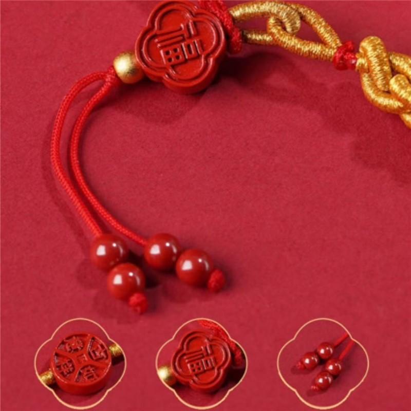 Natürliche Hetian Jade Sicherheitsverschluss Rotes Seil Taillenkette Hoher Gehalt Zinnober Tierkreiszeichen Schlange Roter Faden Pferd Geburtsjahr Taillenkette