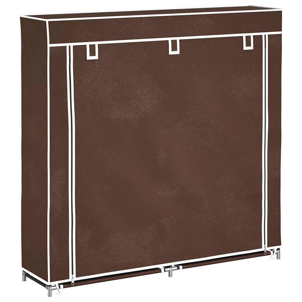 Fabric Shoe Cabinet with Cover 115 X 28 X 110 Cm Brown