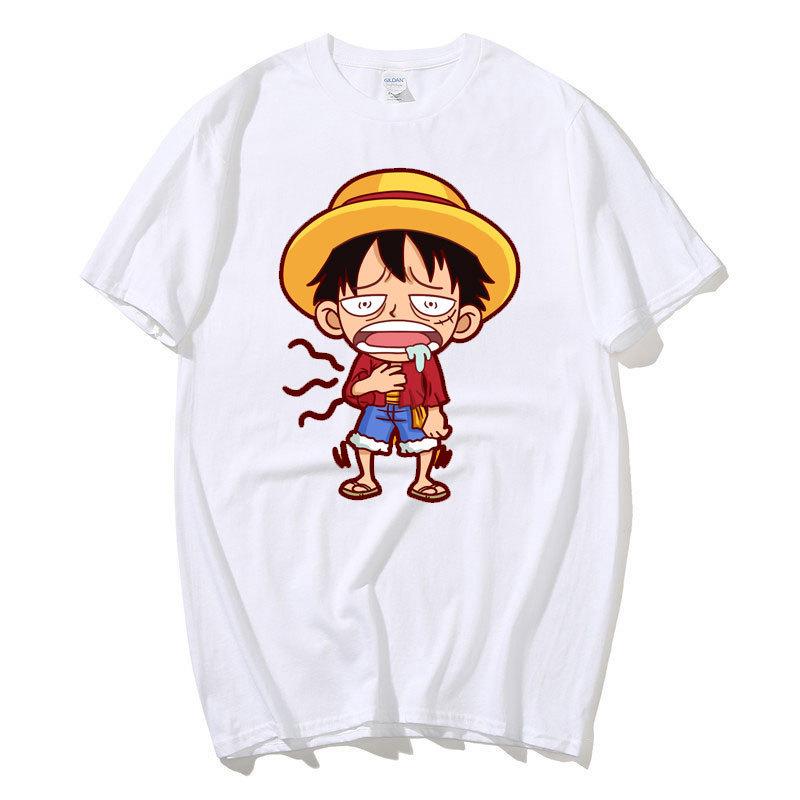 

Футболка с рисунком японского аниме ONE PIECE Луффи Манга, милая забавная летняя футболка с принтом для мужчин и женщин, повседневные хлопковые футболки большого размера, уличные топы L