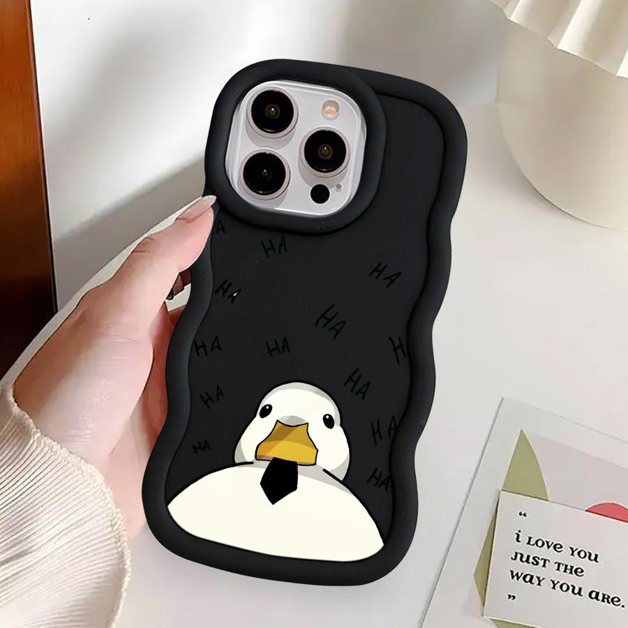 Soft Phone Cover Case for iPhone 16 Pro Max 14 13 17 Air 11 XR 8 12 15 Plus Cartoon Duck