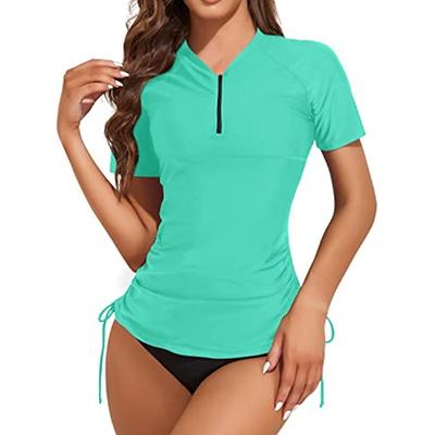 New Solid Color Zipper To Cover the Belly and Look Thin Surf Suit Pleated Triangular Swimsuit Women