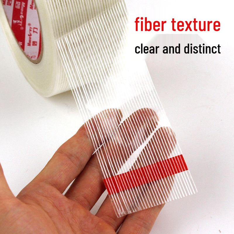 High-Adhesion Striped Fiber Tape: Heavy-Duty Lithium Battery & Refrigerator Bundling