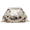 Ladies' Handbag, Women's Light Luxury Socialite Style Dinner Bag, Sequin Clip on Pearl Chain Handbag, Lace Flower Wedding Bag