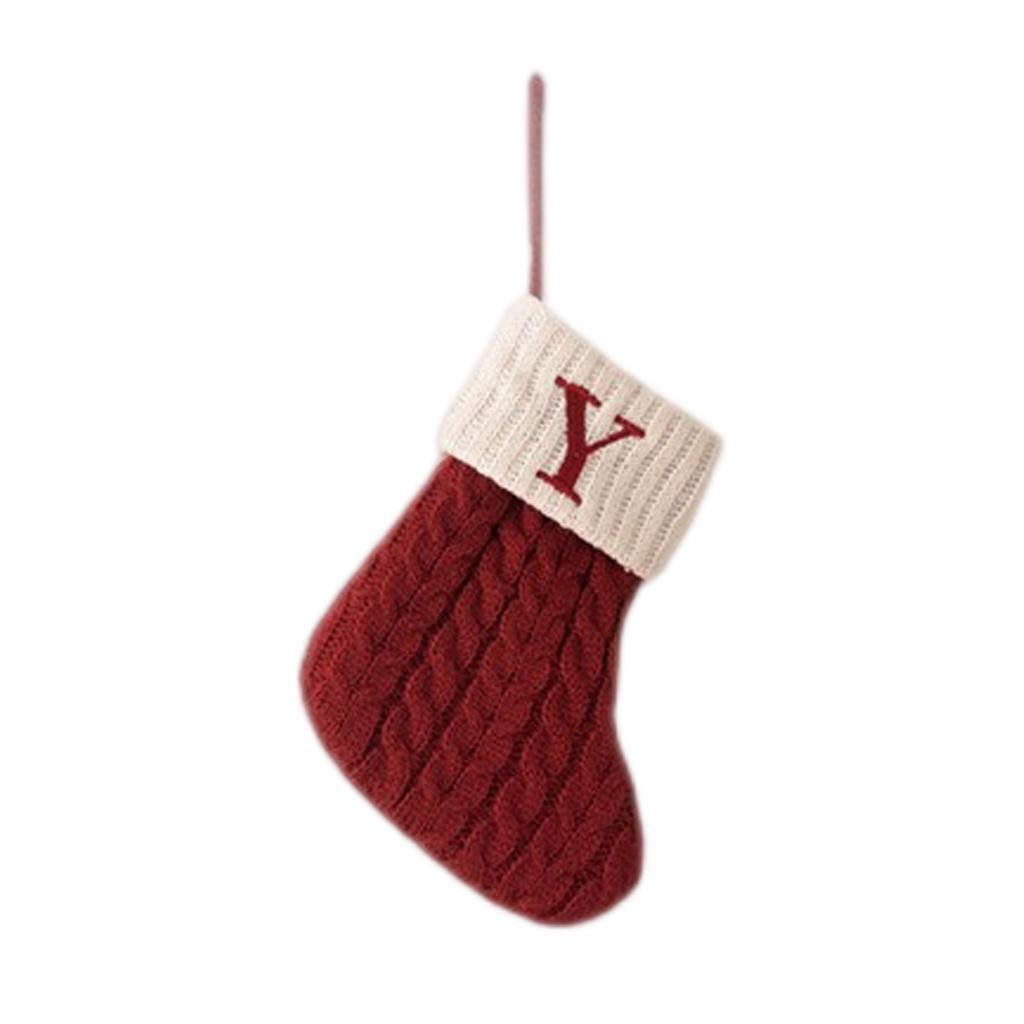 Letter Christmas Stocking Creative Christmas Tree Ornament Christmas Knitted Socks Decoration Props Christmas Decorations