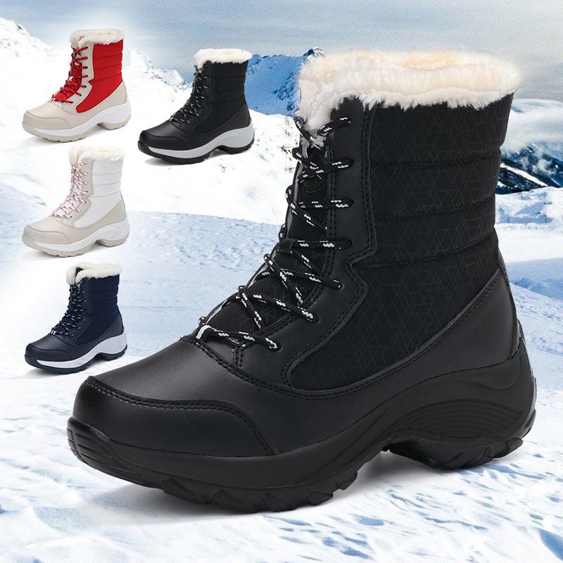 Schneestiefel für Damen Plateau-Schuhe Stiefel Plüsch Warm halten Damen Oberschenkelhohe Stiefel Winter Stiefeletten Bequeme Laufschuhe
