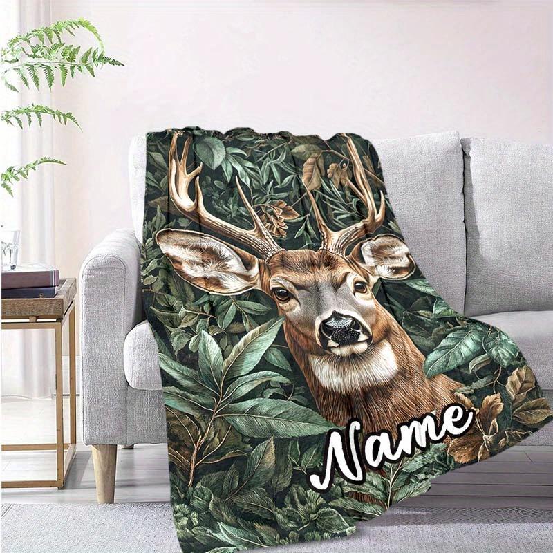 Deer Scarf Customize Your Name Blanket Warm Comfortable And Soft Blankets Are Suitable For Home Chairs Office Sofas Sofas Office Camping And Gifts For