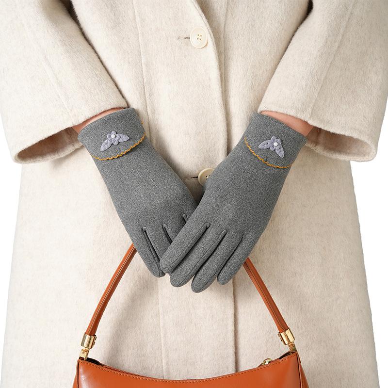 Warm Gloves Women's Autumn and Winter Velvet Thickened Windproof Touch Screen Outdoor Sports Driving Tram Riding Gloves