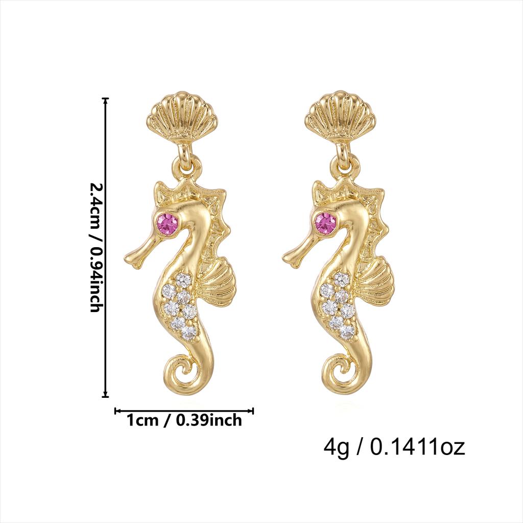 Trendige Sommer Strand Accessoires Kawaii Seepferdchen Statement Ohrringe Gold Farbe Metall Meeresleben Schmuck für Damen Urlaub