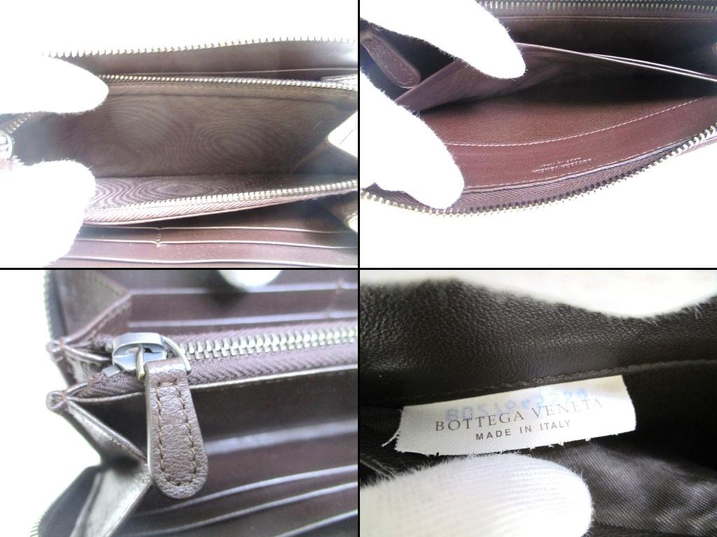 Authentic BOTTEGA VENETA Intrecciato Dark Brown Leather Round Zip Wallet Purse #b245  Open box