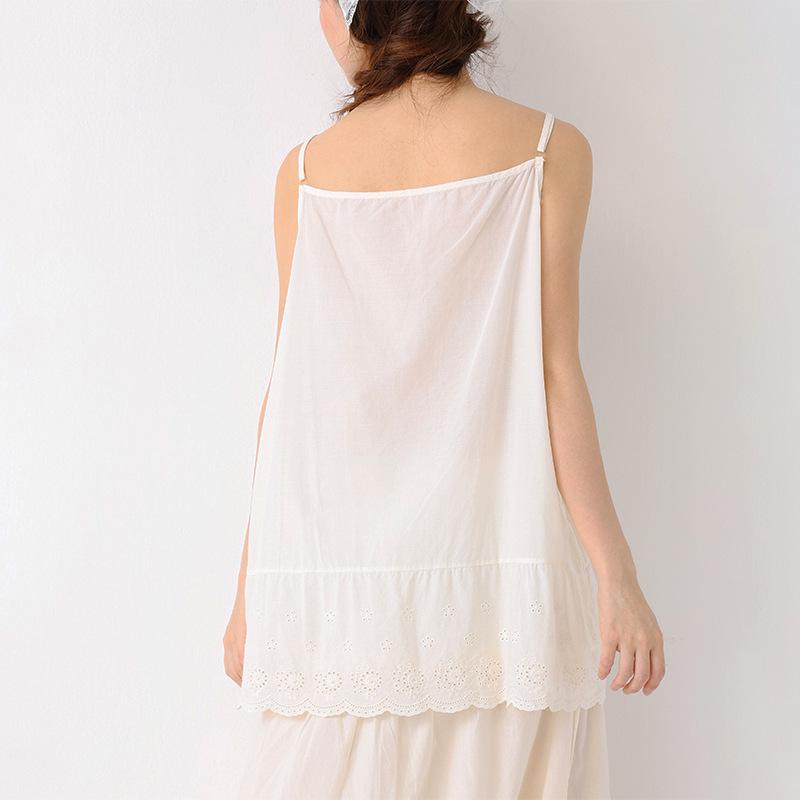 Neues Koreanisches Damen Baumwoll-Stickerei Lagen-Camisole-Weste - Frühling/Sommer Japanischer Stil Lockerer Schnitt.
