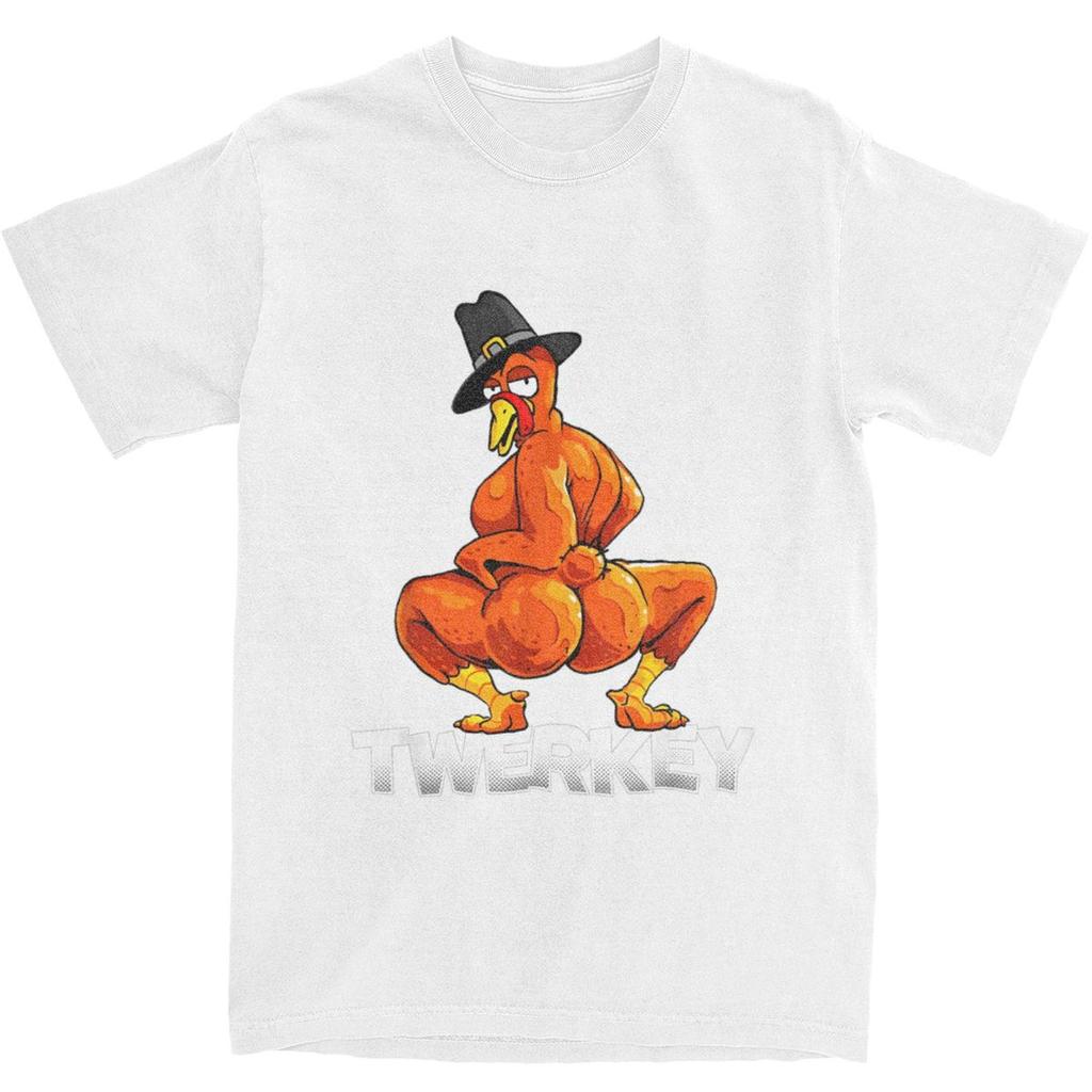 Twerkey Twerking Turkey Pilgrim T Shirt Summer Thanksgiving Twerk Turkey T Shirts Cotton Tshirt For Men Short Sleeves Tops