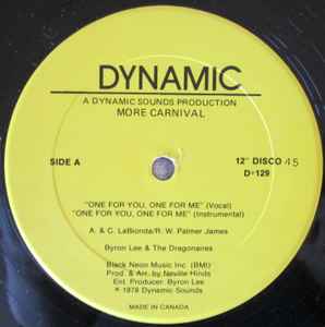

12inch Record BYRON LEE THE DRAGONAIRES One For You One For Me D129 Dynamic Sounds 1978 Canada Reggae Ska Dub Used