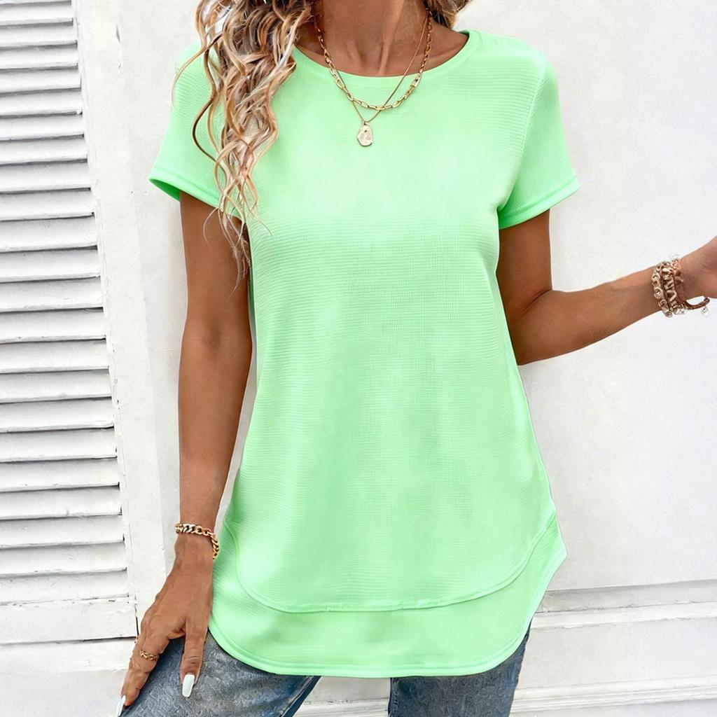 Dames Casual Ronde Hals Korte Mouw Losse Pullover Top In Meerdere Kleuren