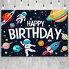 1 Space Happy Birthday Decoration Astronaut Spaceship Theme Large Birthday Banner Background Cloth