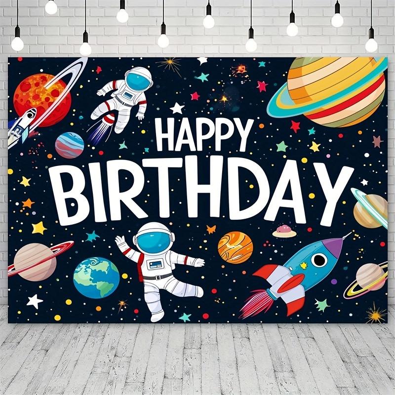 1 Space Happy Birthday Decoration Astronaut Spaceship Theme Large Birthday Banner Background Cloth