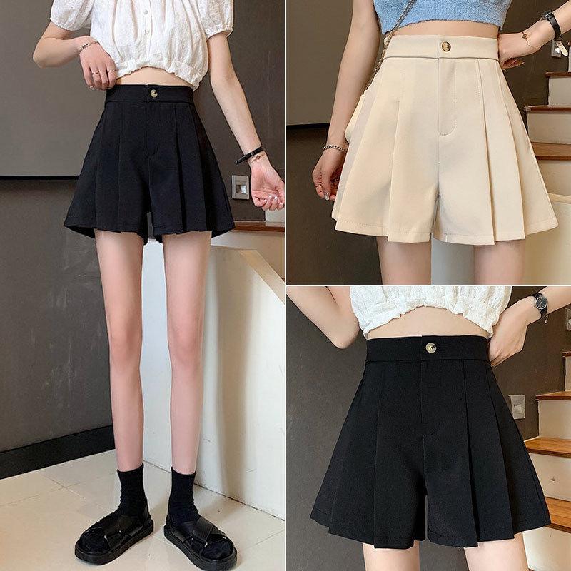 Pleated Skirt Trousers Trendy Plus Size Women's Wear Versatile Slimming Shorts Skirts Autumn Winter High-Waisted Corduroy A-Line