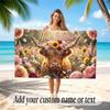 Highland Cow Theme Quick Dry Beach Towel Custom Name Text Print Large Sand Resistant Towel Beach Vacation