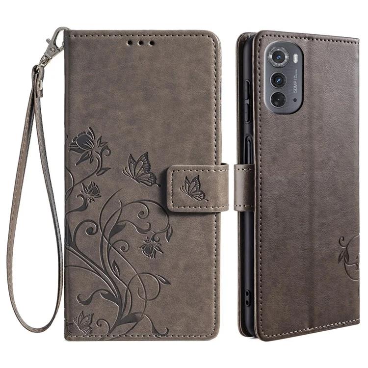 

For Motorola Edge (2022) 5G Cases Wholesale Imprinted PU Leather Wallet Phone Cover Mobile Spares - Grey