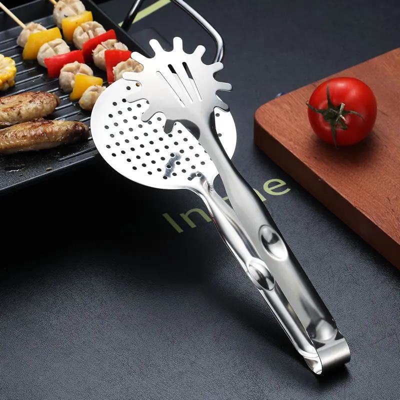 Barbecue Cooking Tongs Stainless Steel Fried Fish Flipping Spatula Tongs Clip For Fish Beef Steak Bread BBQ Grilling Tools