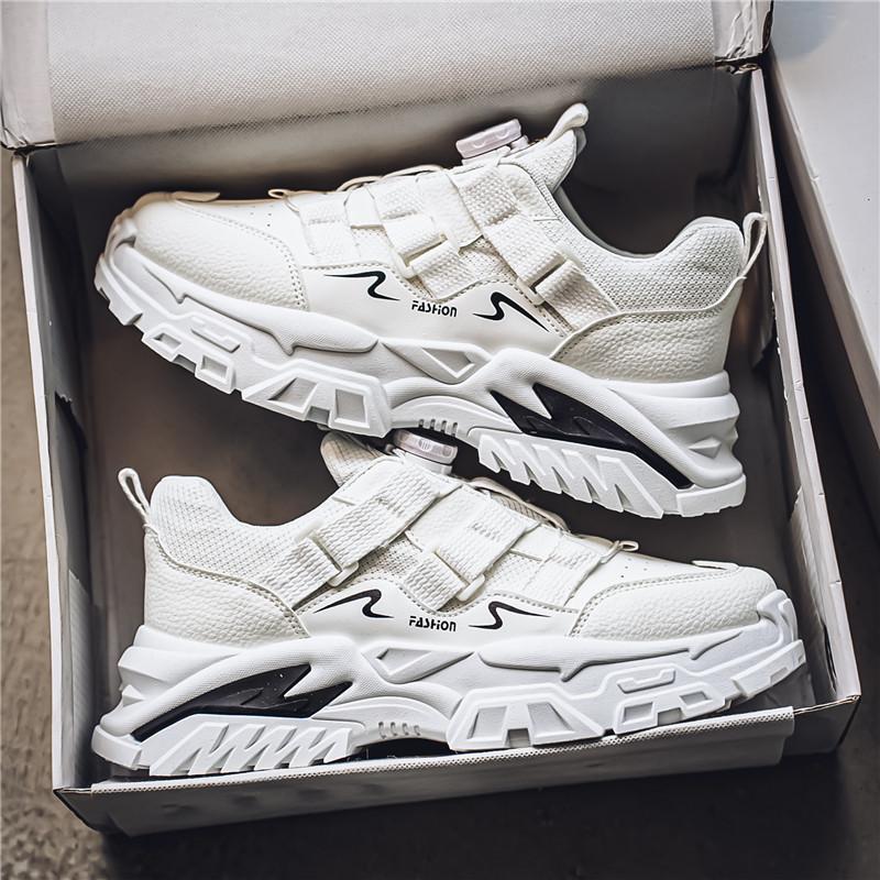 

2025 New Rotary Button Men s Shoes Spring Thick-Sole Heightened Dad Shoes Casual and Versatile Sports Little White Shoes Burst 44 белый