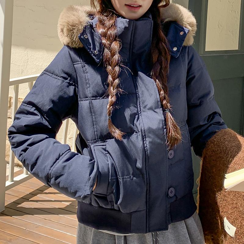 Fashion Winter Coat Female Short Parkas Hooded Faux Fur Collar Casual Loose Thick Warm Women's Jackets