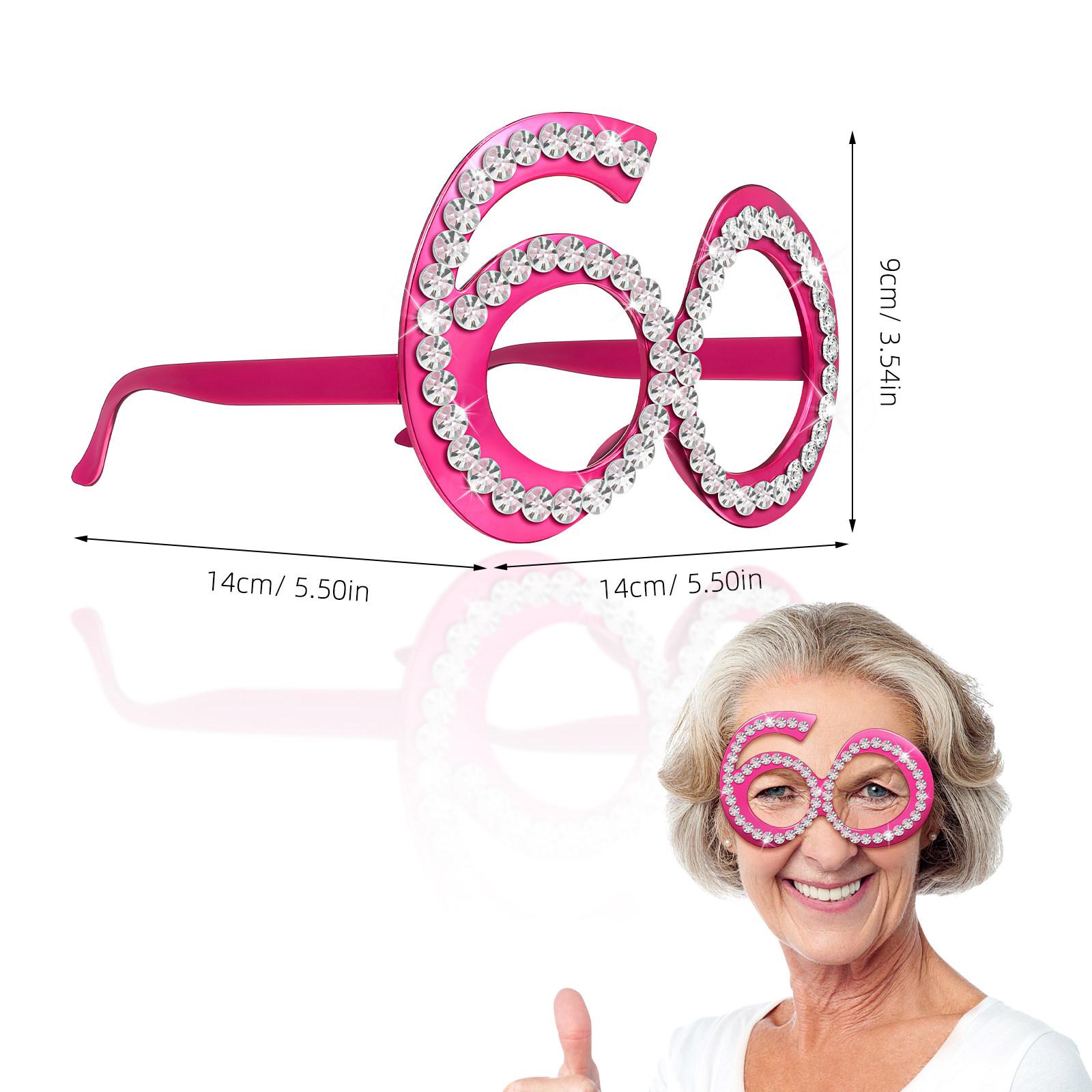 

2Pcs Novelty Birthday Eyeglasses Rhinestone Number Glasses Party Supplies Photo Booth Prop for Celebration красный