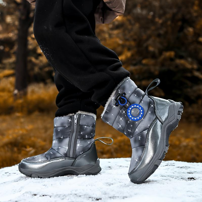 Neue Kinder Outdoor Casual Mode Schneestiefel Reißverschluss Plüschgefüttert Wärme Bequem Gutes Tragegefühl Umschließung Jungen Mädchen