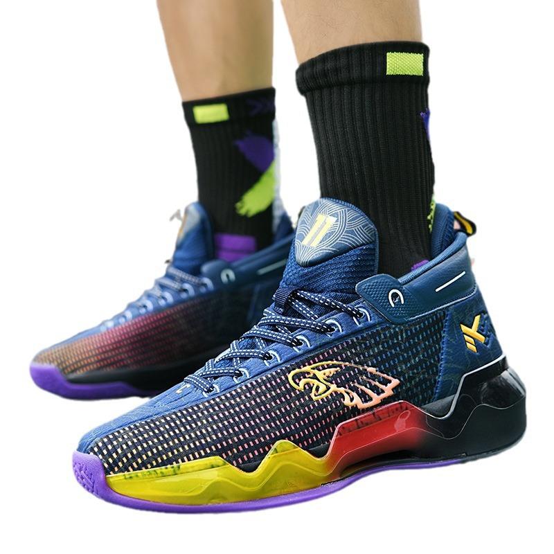 Practical basketball shoes Rubber running Casual indoor and outdoor Zhongbang luminous children's couple sole sports shoes Sneakers men