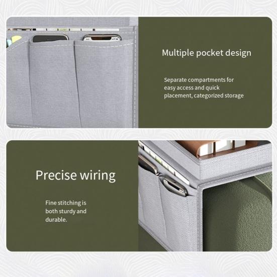 Couch Cup Holder Tray Couch Drink Holder Caddy Sofa Armrest Organizer with Side Pockets for Remotes Cell-Phone Tablet Snack