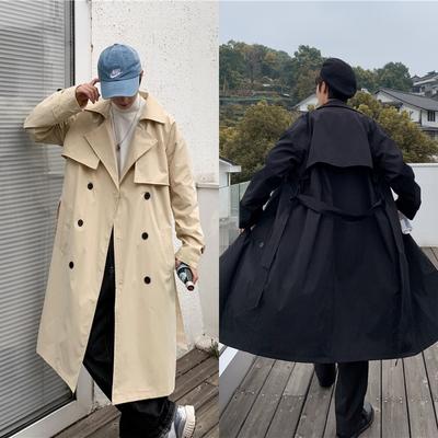 Spring and Autumn Loose Fat Windbreaker Men's Large Size Mid-length Over-the-knee Coat Jacket