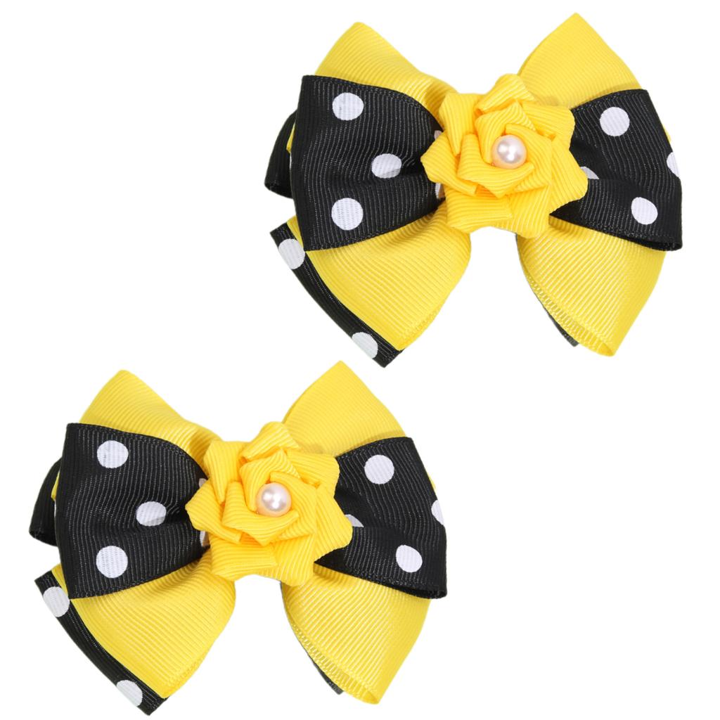 1Pair Cute Flower Ribbon Bows Hair Clip For Women Girls Sweet Style Accessory Hairpin Party Hairpieces For Daily Wear
