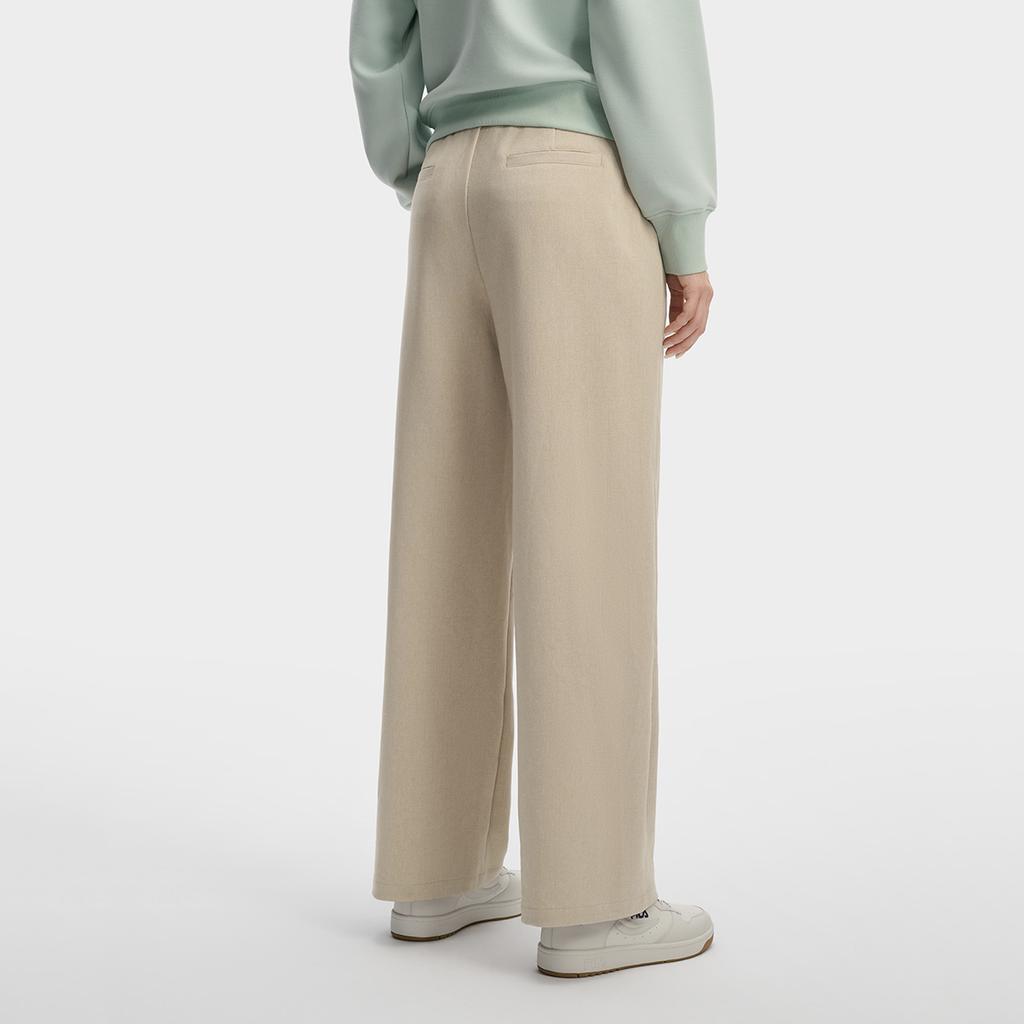 Fila White Classic Fashion Simple Relaxed Comfortable Versatile Straight Leg Woven Casual Pants Women Bottoms Cream F11W613802FBG