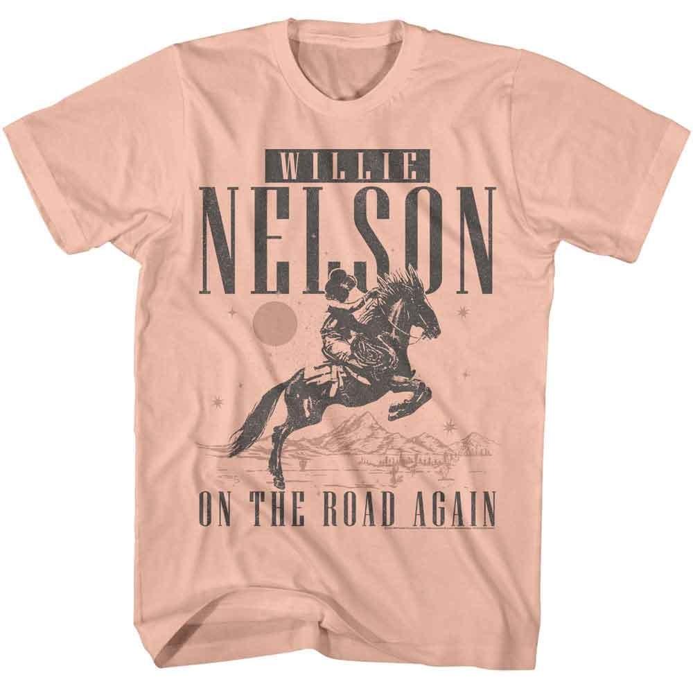 Willie Nelson On The Road Again Cowboy Peach Music Shirt