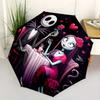 1 Automatischer Regenschirm mit 8 Speichen, Motiv Jack Skellington und Sally, Bunt, Tragbar, für Damen und Herren, Ein Kompakter Begleiter für den Weg zur Arbeit, Geeignet für Da