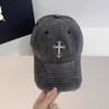American retro old washed cotton cap fashion personality cross hole baseball cap men's and women's casual hat