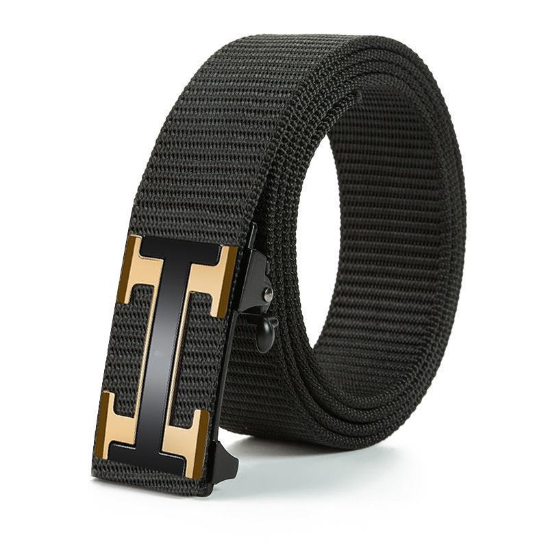 Men'S Toothless Automatic Buckle Woven Canvas Belt Belt Casual Nylon Tactical Pants Belt Military Training Outdoor Belt