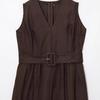 2025 Summer Women's V-Neck Belted A-Line Dress with Wide Shoulder Straps - European and American Fashion