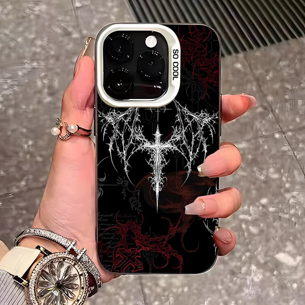 

Gothic Cyber Sigil Cross Phone Case For IPhone 17 Pro Max 16 Pro Max 15 14 13 11 12 Mini Xs X Xr 7 8 Plus Se Color Silver Cover iPhone 14