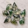 8x12mm 10Pcs Moss Agate Kite Shape Rose Cut Gemstone, Faceted Loose Stones for Jewelry Making