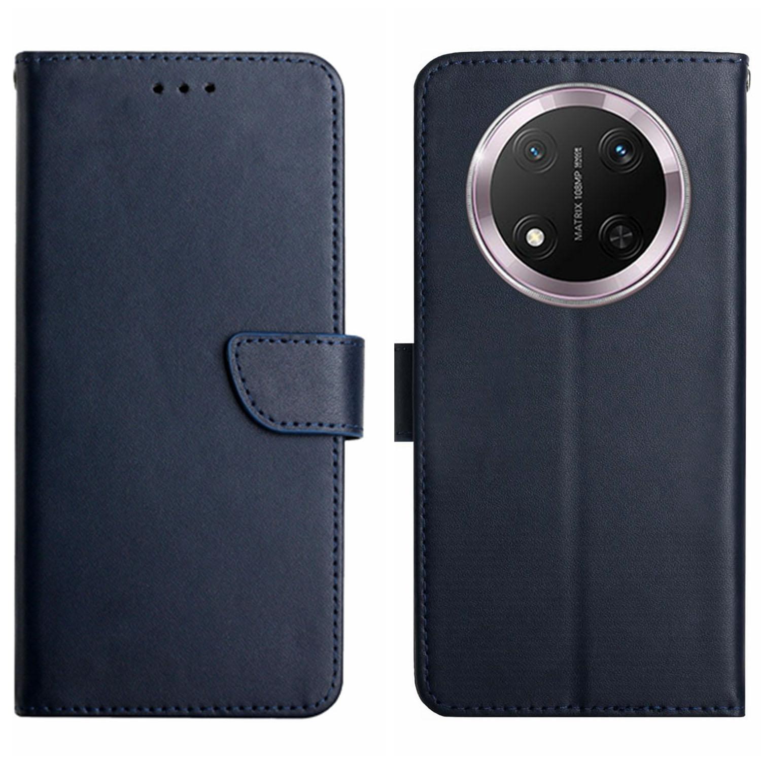 

HT02 For Honor Magic7 Lite 5G/X9c 5G/X60 Pro 5G Case Genuine Cow Leather Phone Cover Nappa Texture Blue