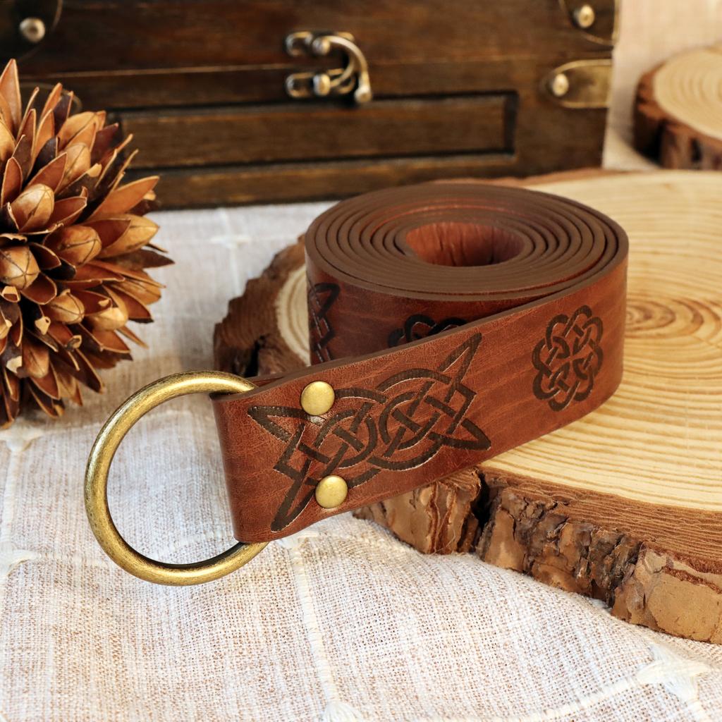 4 Pcs Mens Renaissance Costume Medieval Knight Tunic Costume Viking PU Belt Arm Guards Halloween Elf Warrior Cosplay