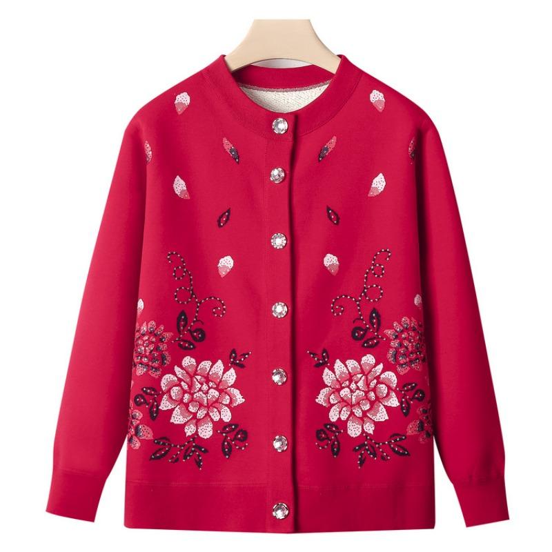 Grandma winter knitted sweater old man velvet cardigan female old lady autumn new clothes mother coat
