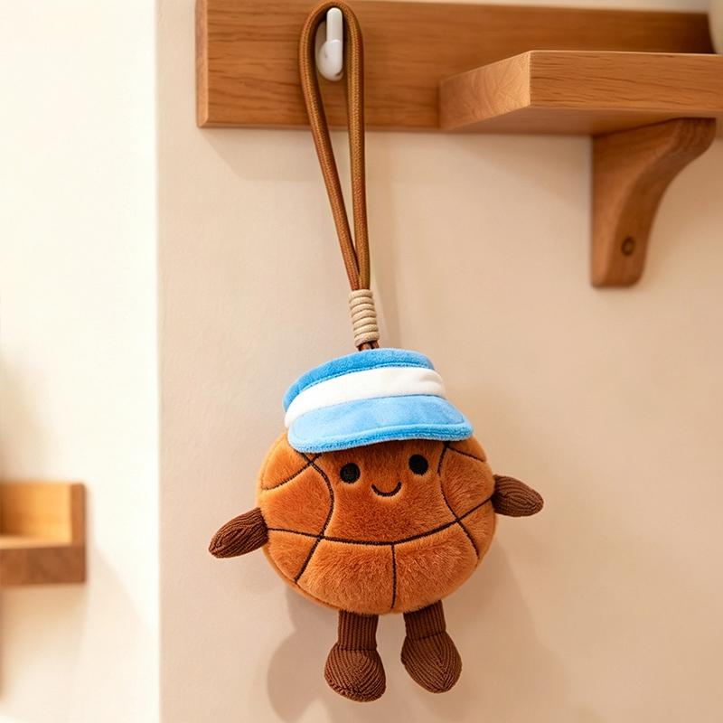Cool Rugby Soccer Plush Charms Cute Baseball Tennis Plush Doll Cartoon Football Basketball Stuffed Toy Fashion Keychain Pendant