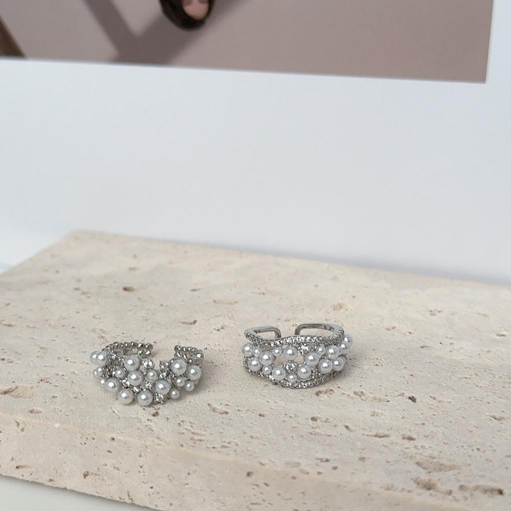 Mode Geometrischer High-End Offener Ring Eingelegt mit Zirkon Glänzend Nischendesign Damen Leichter Luxus Edles Temperament Schmuck