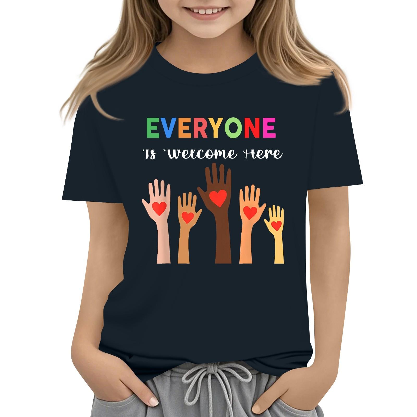 

Children s Printed Short Sleeved Round Neck Casual Comfortable Loose Lightweight Top 110 Темно-синій