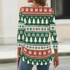 Women's Casual Christmas Print V-Neck Button-Front Three-Quarter Sleeve T-Shirt Top