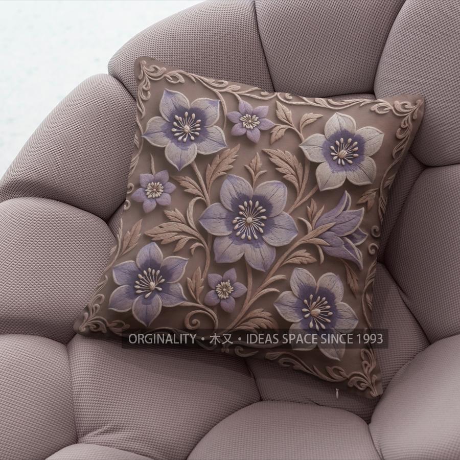 Purple Floral Embossed Style Throw Pillow Covers Pattern Cushion Cover Suitable For Sofa Bedroom Car Pillow Cover
