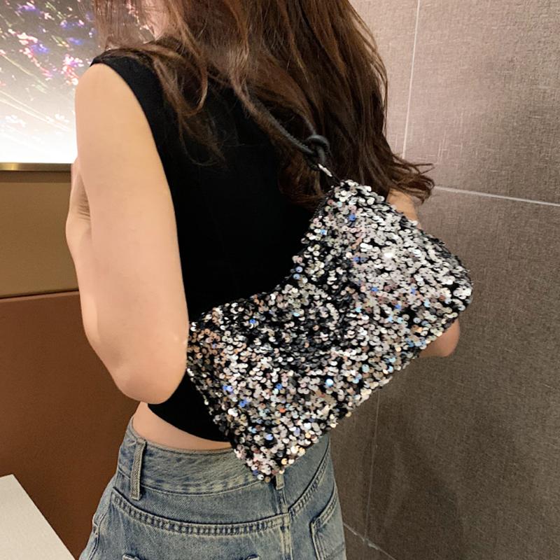 Popular Trendy Women's Korean-style Handbag with Sequins - Versatile Single-shoulder Small Bag