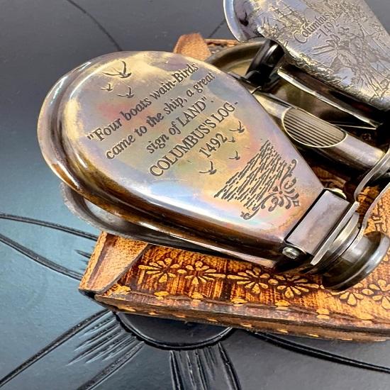 Pirinç Dürbün Katlanır Tek Gözlü Denizcilik Macera Teleskobu El Yapımı Deri Kutuda Koleksiyonluk Hediye Onun ve Onun İçin